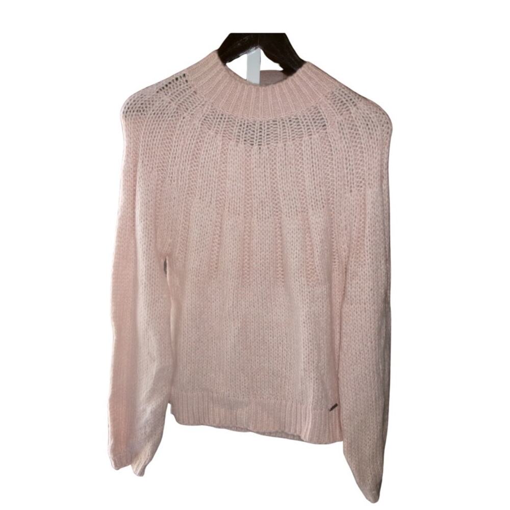 Abercrombie & Fitch Womens S Blush Pink Chunky Knit Mock Neck Sweater
